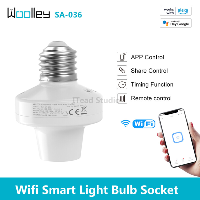 Woolley e27 sa-036 wi-fi giá đỡ ổ cắm đèn thông minh 2.4g giá đỡ đèn led điều khiển từ xa điều khiển ứng dụng thiết bị nhà thông minh điều khiển bằng giọng nói hoạt động với amazon alexa, g ** gle home