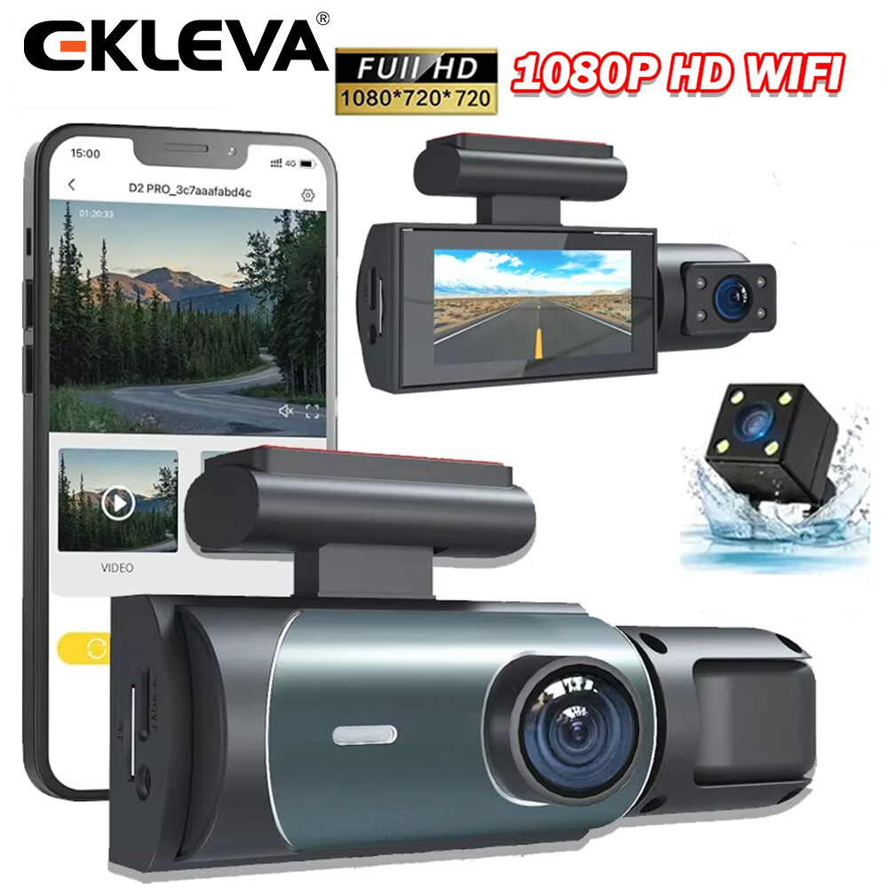 Ekleva 3 Kênh DVR cho xe hơi Wifi 1080P Dash Cam Cho Xe Ô Tô đầu ghi video Xách Tay Camera chiếu hậu Cho hộp đen xe phụ kiện xe hơi