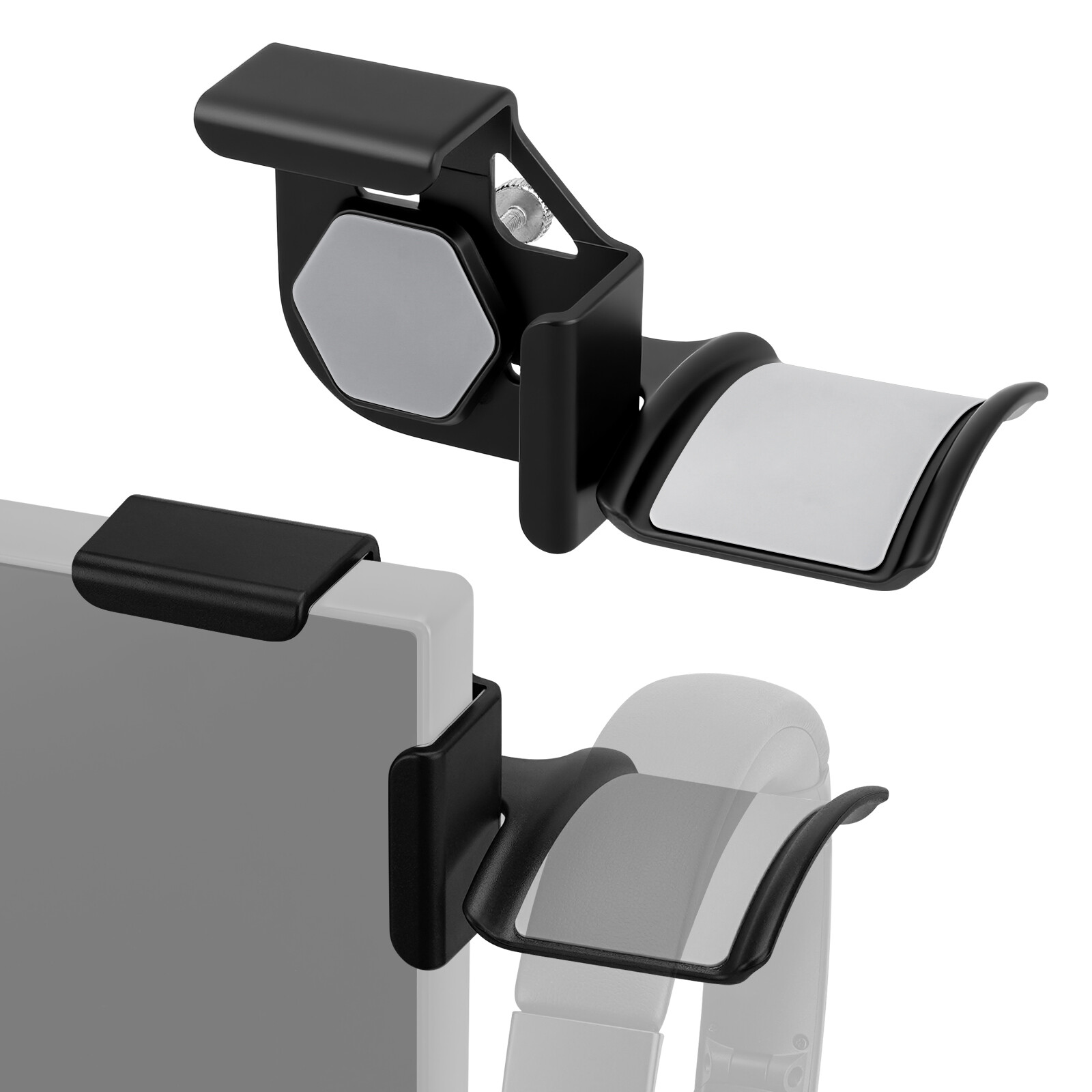 Geekria Clamp-On Headphone Holder for Monitor, Screen-Mount Gaming Headset Hanger Hook, for Sennheiser, Bose, azer, HyperX, Sony Headphones (2 Pack)