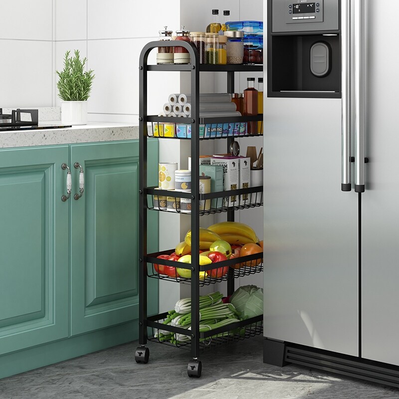 Gambar Multifunctional shelf in the kitchen trolley landed multi layer vegetable fruit basket storage crack is sundry receive shelf