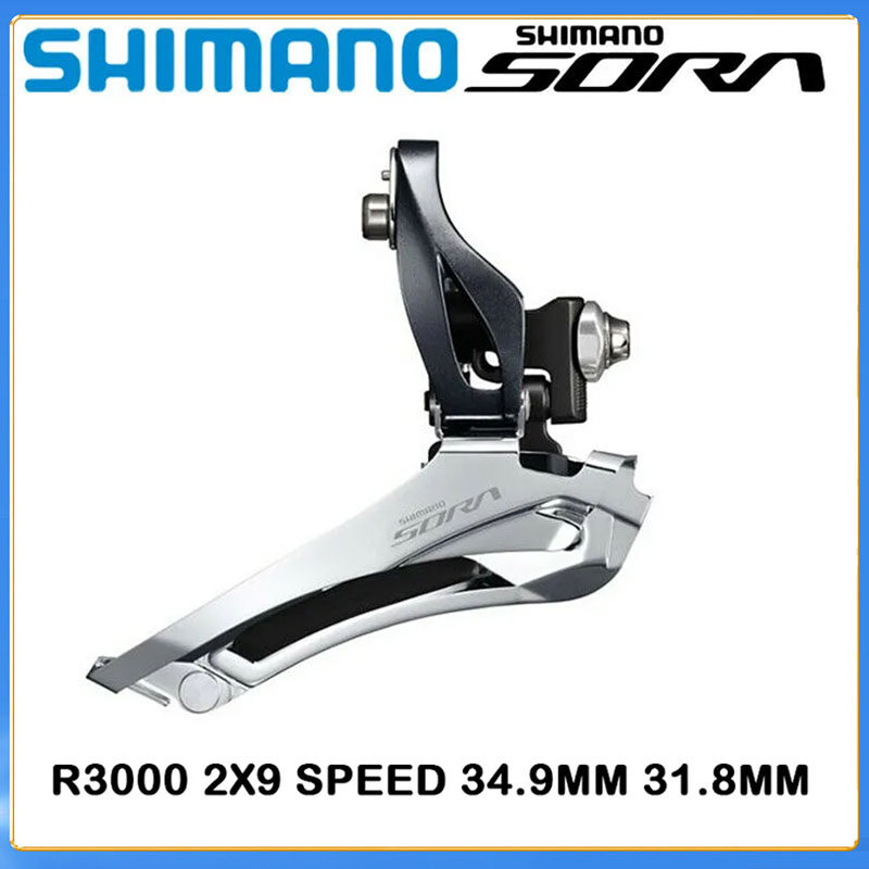 SHIMANO SORA FD R3000 Front Derailleur 2x9 Speed Road Bike Brazed On 31.8mm 34.9mm Derailleur Down Swing Bicycle Accessories
