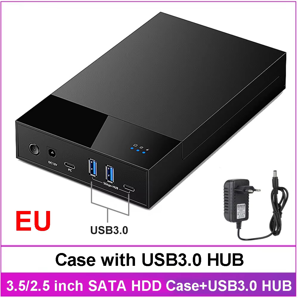 Kebigumei 3.5/2.5 inch vỏ HDD với USB3.0 Hub USB 3.0 để sata ổ đĩa cứng gắn ngoài hỗ trợ đầu đọc 20T