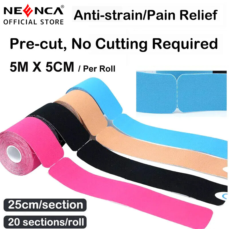 Neenca 5cmx 5m trước cắt Băng Dán Cơ đàn hồi tập thể dục cơ bắp vá loại tôi không thấm nước và thể thao thoáng khí thể dục bắp Băng