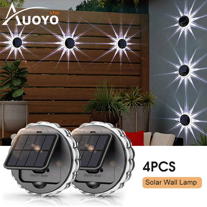 Auoyo 4 Gói đèn led năng lượng mặt trời ĐènNăng Lượng Mặt Trời Chống Thấm Nước Gắn Hàng Rào / Cầu Thang / Hành Lang / Sân Vườn