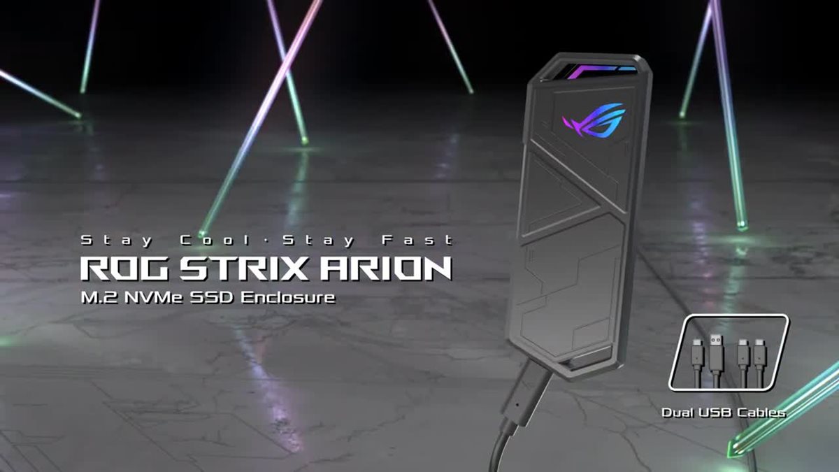 ASUS ROG STRIX ARION RGB M.2 NVMe SSD Enclosure USB3.2 GEN2 Type-C (10 Gbps) Fits PCIe 2280/2260/2242/2230 M key/B+M Key 23 fddfffa4ed2865bd43042cffd46d3765