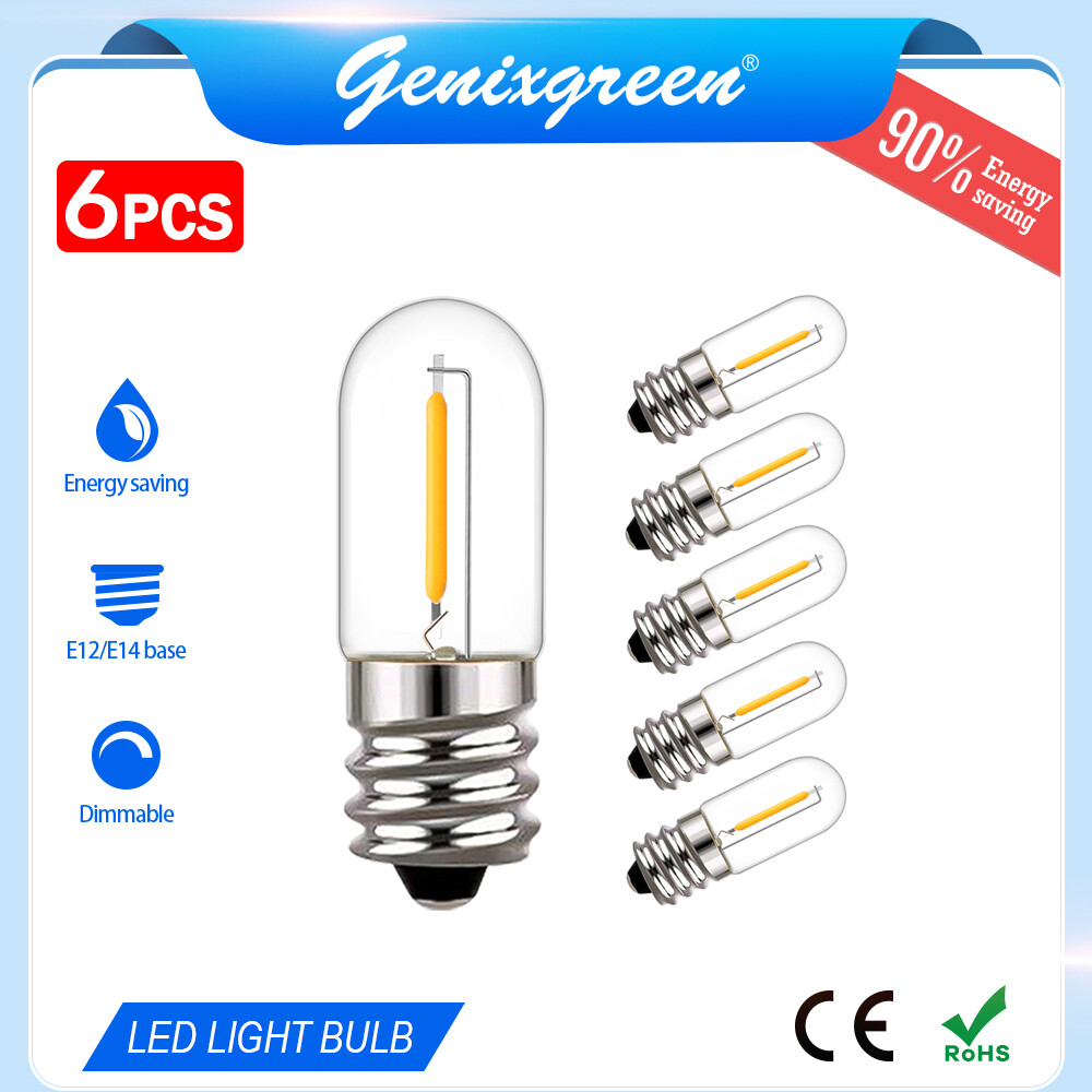 6 gói E12 E14 bóng đèn Led 1 Wát T16 Filament candelabra bóng đèn nhỏ ấm whte hình ống bóng đèn đêm Dimmable 90% tiết kiệm năng lượng 220V bóng đèn