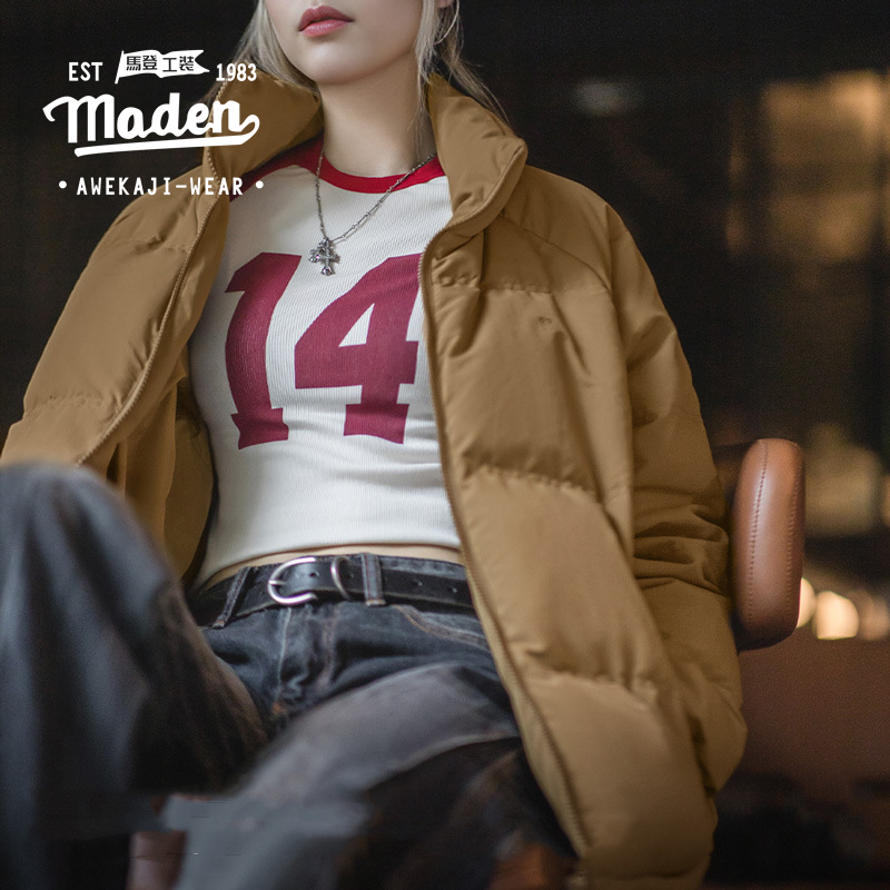 MADEN brand work style outdoor cycling women youth American retro 90 white duck down jacket outdoor windproof and waterproof bread jacket warm jacket ราคา 6,027 บาท*ส่งฟรี