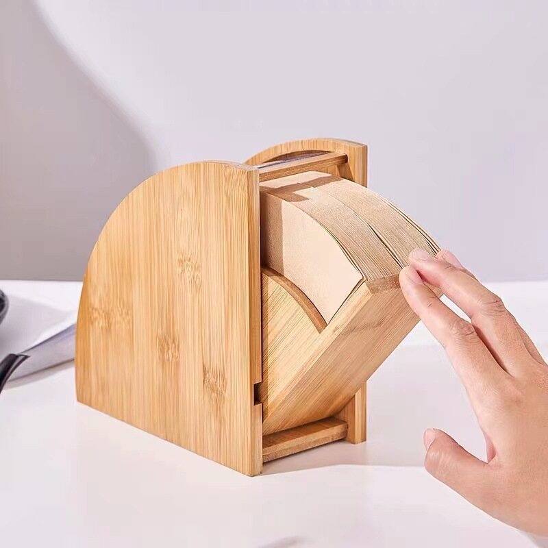 Gambar Hand brewed Coffee Filter Paper Storage Box V60 Fan shaped Dust proof Bracket Universal Filter Paper Box Bamboo Storage Rack 100p
