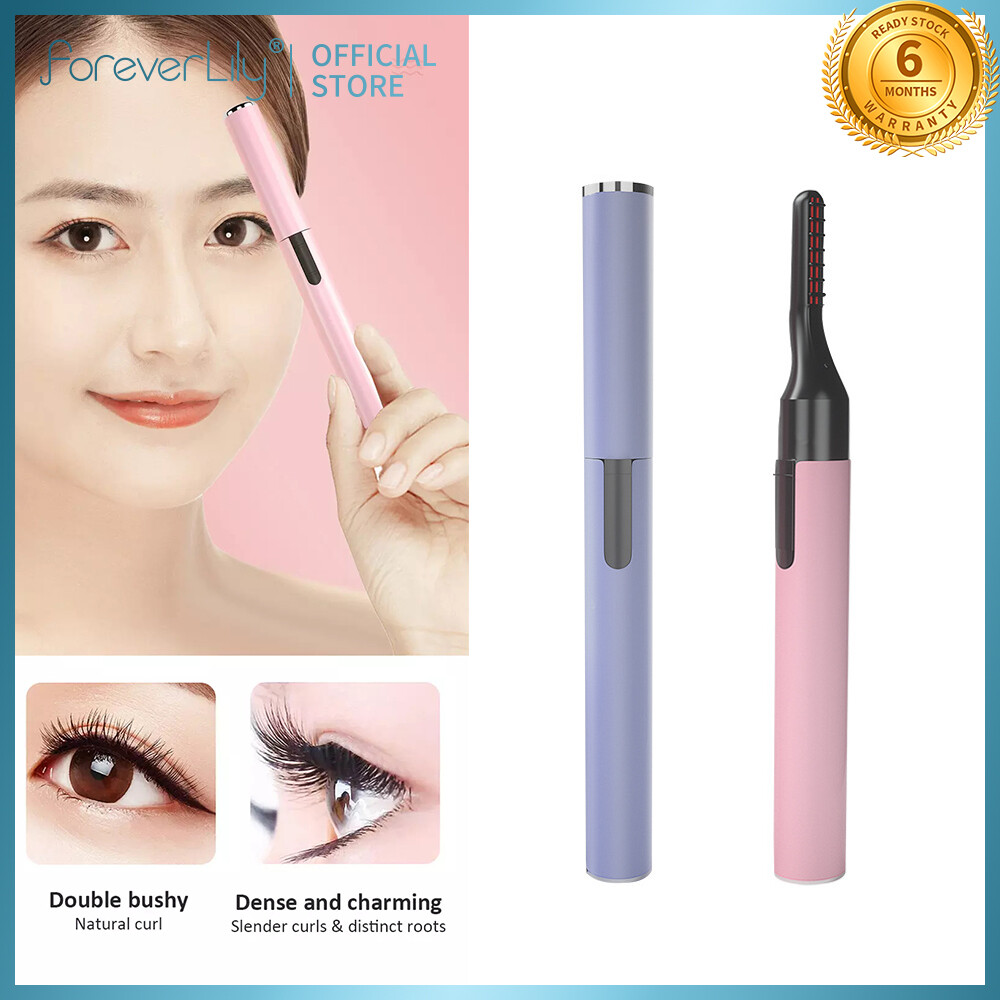 Foreverlily Chuốt mi điện sưởi ấm uốn lông mi bút Mascara bền lâu lông mi Lược bền tạo hình mảnh mai Cọ chải mi