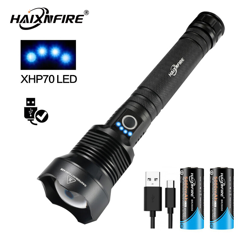 Haixnfire H007 8000 Lumens Xhp70.2 Đèn Pin Mạnh Nhất Bộ Sạc USB Ngoài Trời Cắm Trại Tốt Nhất Có Đèn Led Phóng To