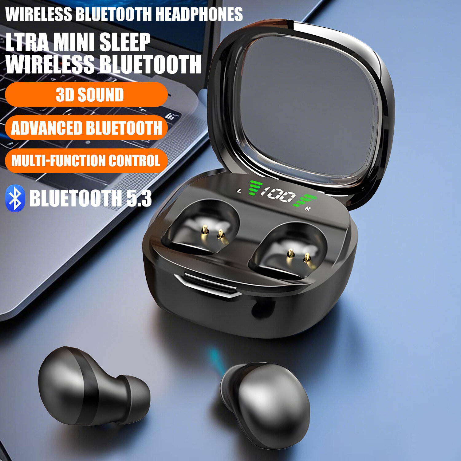 Mini 5.3 Wireless Bluetooth Headset Small Earbuds Sleep Work Sports Invisible Headphones HD HIFI Bass Sound Water Proof Headset ราคา  4 บาท*ส่งฟรี