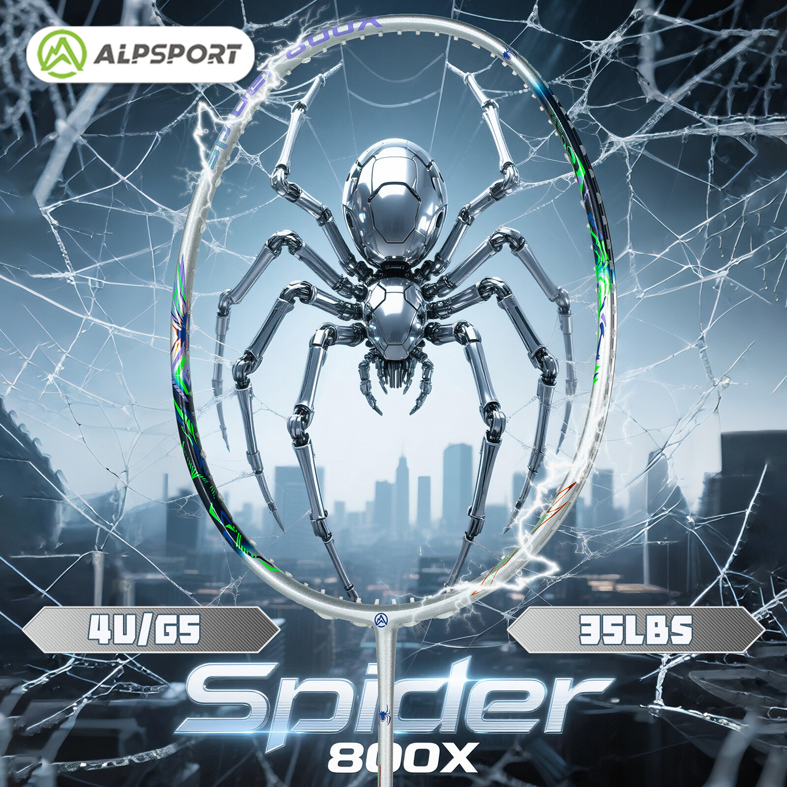  Alpsport  nhện 800x  Khung Sợi Carbon T1100 chính hãng tùy chỉnh chính hãng 5U 80g Vợt cầu lông gây khó chịu thích hợp cho học sinh thanh thiếu niên và chuyên nghiệp thiết bị thể thao 