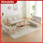 Kimdelin Nordic Sofa Chair 1/2/3/4 People Seats Sofa Cover Beech Wooden Sofa with Foam for Living Room