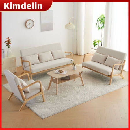 Kimdelin Nordic Sofa Chair 1/2/3/4 People Seats Sofa Cover Beech Wooden Sofa with Foam for Living Room