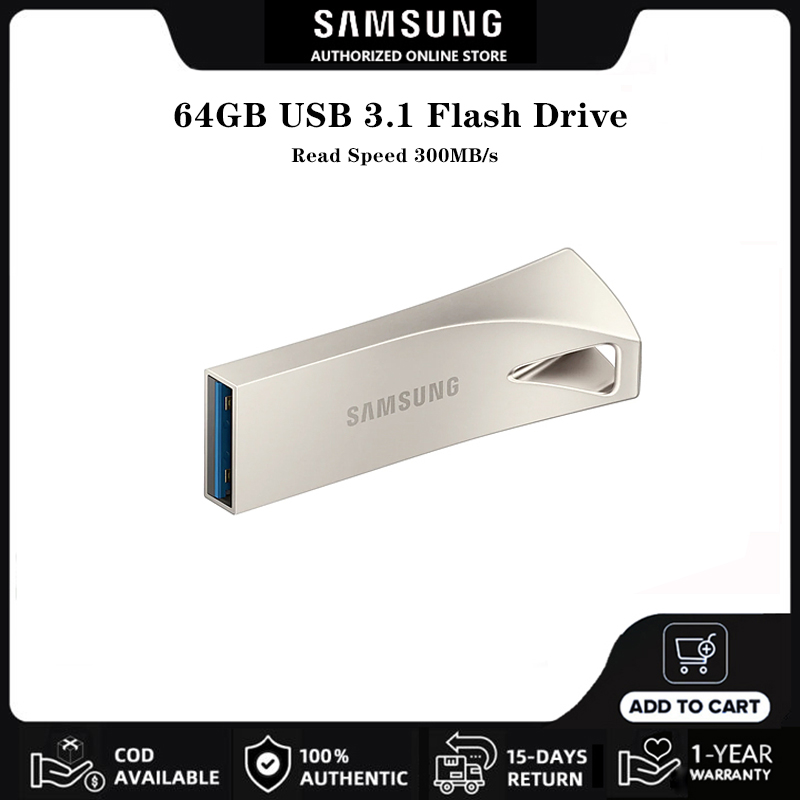 Samsung 64G Flash Drive USB 3.1 (BAR Plus)-Read Speed 300MB/s ราคา 630 บาท*ส่งฟรี