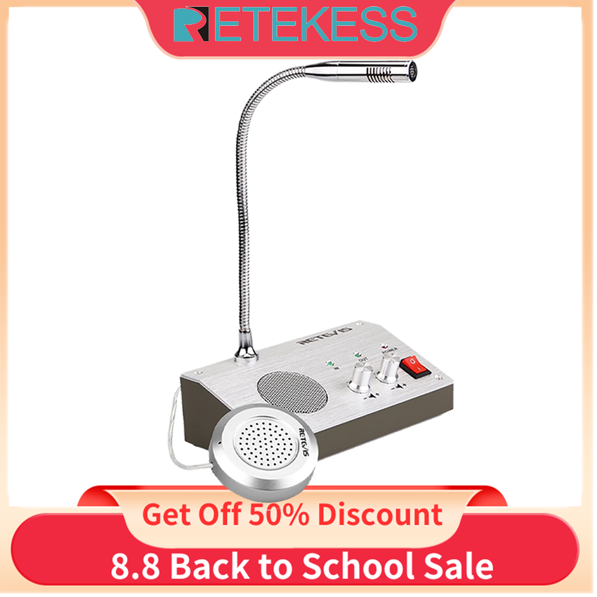 【Retevis Official】Retevis Hệ Thống Loa Cửa Sổ RT-9908, Liên Lạc Hệ Thống Dành Cho Doanh Nghiệp, Micrô Liên Lạc Nội Bộ, Loa Liên Lạc Cửa Sổ Dành Cho Ngân Hàng, Quầy, Cửa Hàng, Nhà Hàng