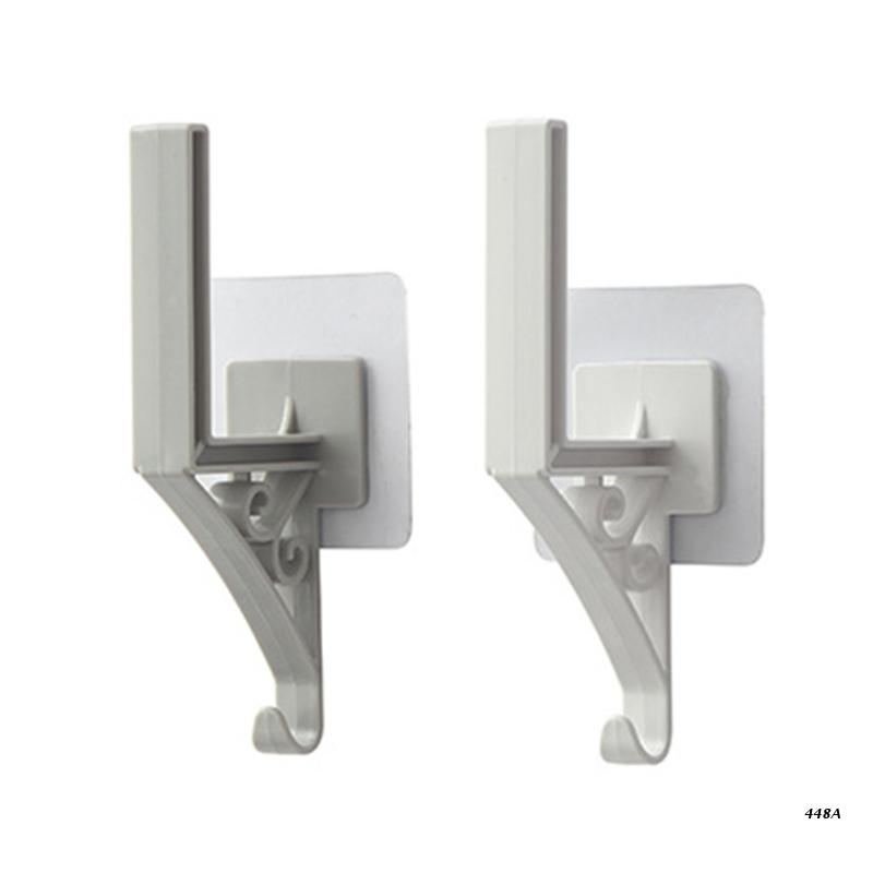 Gambar 1 Pair Wall Mounted Pot Lid Organizer Rack Hanging Cutting Board Holder Kitchen Storage Shelf with Hooks Space Saving
