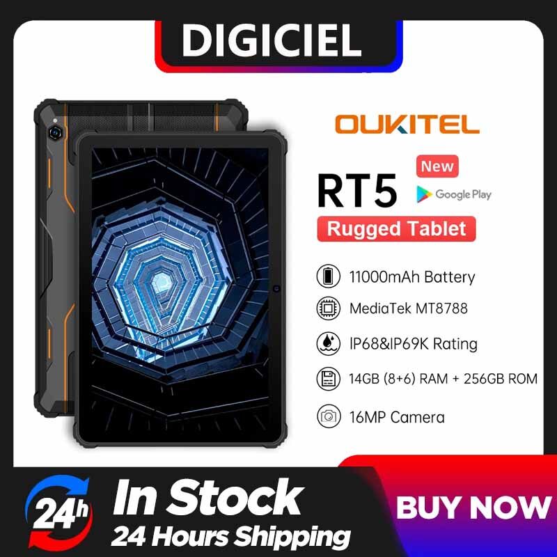 OUKITEL Rugged Tablet Android 13 RT5 10000mAh Waterproof Tablet,14GB+256B Android Tablets 1TB Expandable,Octa-Core 10.1 Inch FHD+, 33W 16MP+16MP Camera 1920x1200 Tablet 4G Dual SIM/5G WiFi/BT5.0/GPS ราคา 8,999 บาท*ส่งฟรี