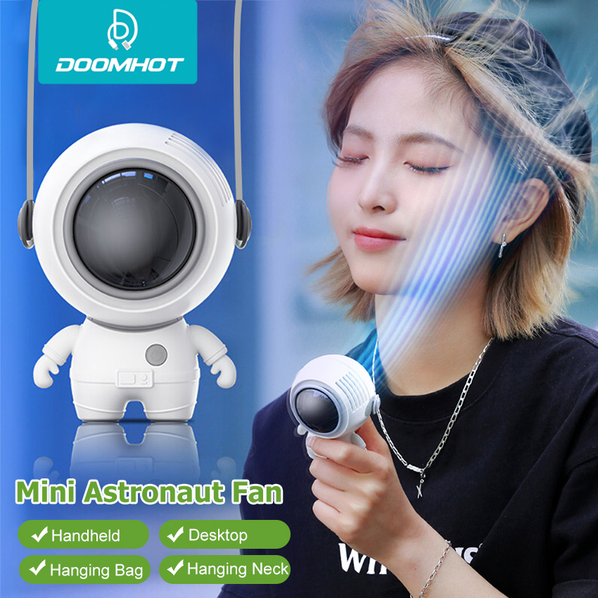Doomhot quạt mini phi hành gia sạc usb quạt mini đa chức năng cầm tay không cánh quạt đeo cổ quạt làm mát mùa hè