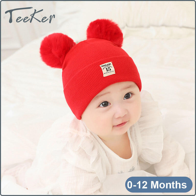 Teeker Bé Hat Chàng Trai Cô Gái Trẻ Sơ Sinh Mùa Đông Len Dệt Kim Mũ Dày Mũ Ấm 0-12 Tháng
