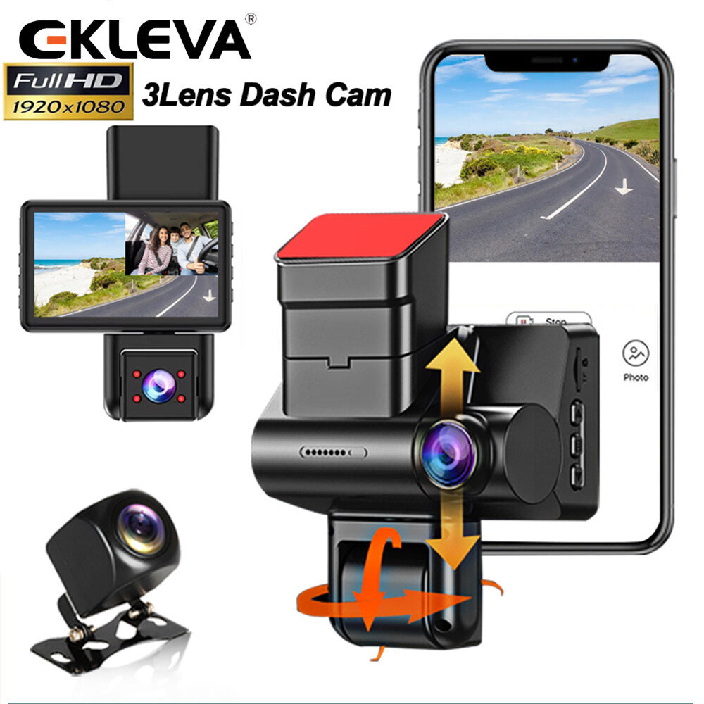 EKLEVA 1080P Car Dvr 3 Lens Dash Cam for Cars WIFI Camera for Vehicle 3