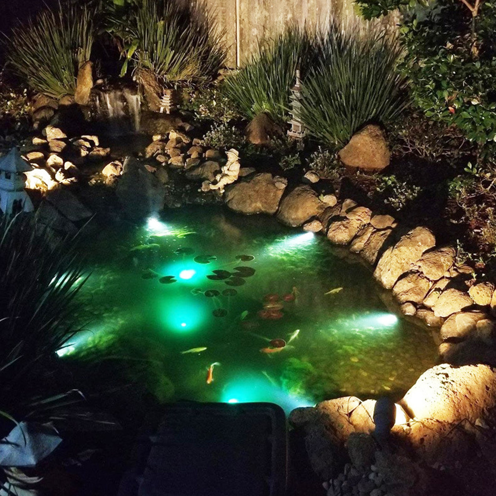 Fountain Lights Led Underwater CREPOW Solar Pond Lights, RGB Landscape ...