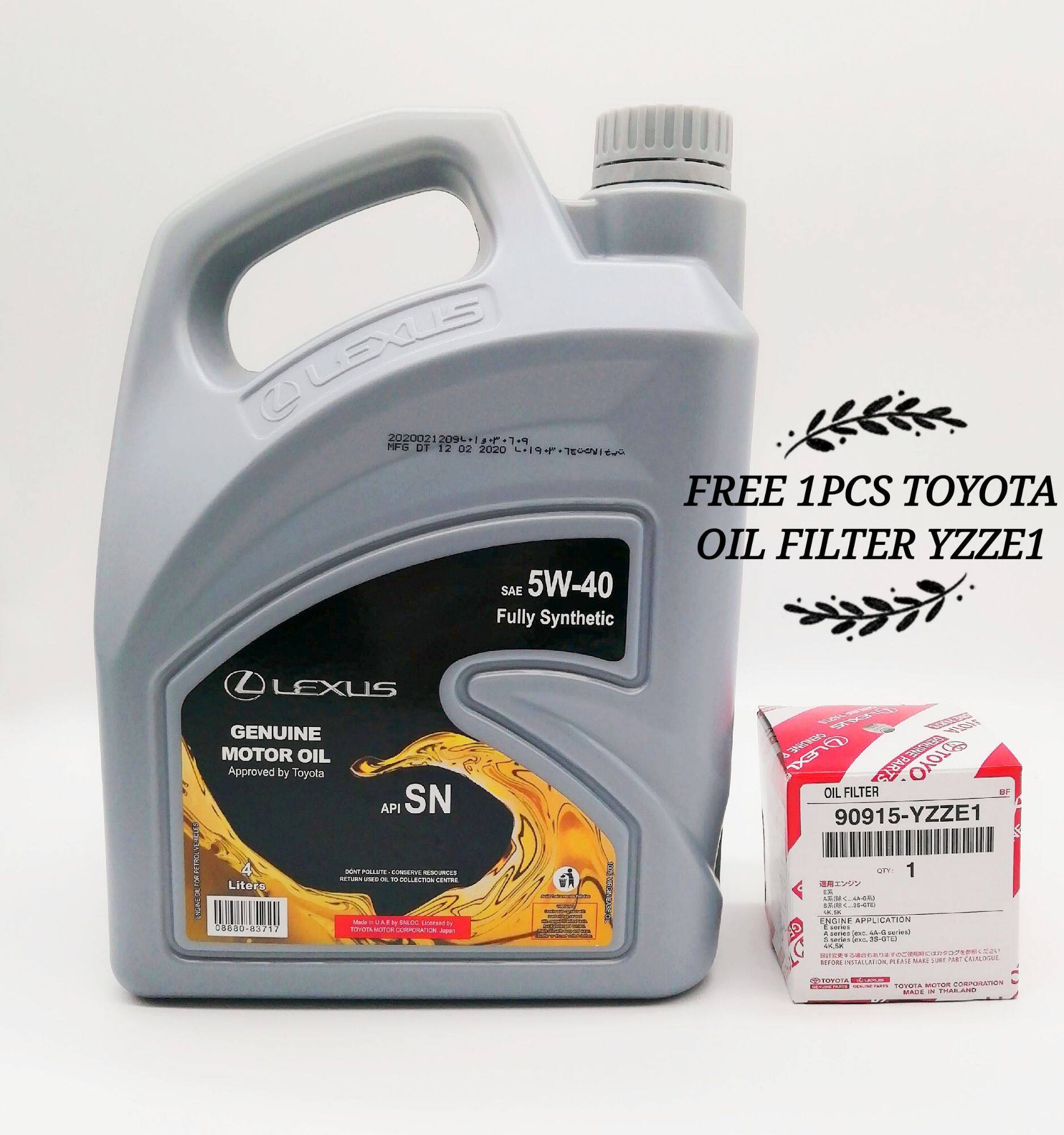 LEXUS FULLY SYNTHETIC 5W40 ENGINE OIL With Toyota Oil Filter YZZE1