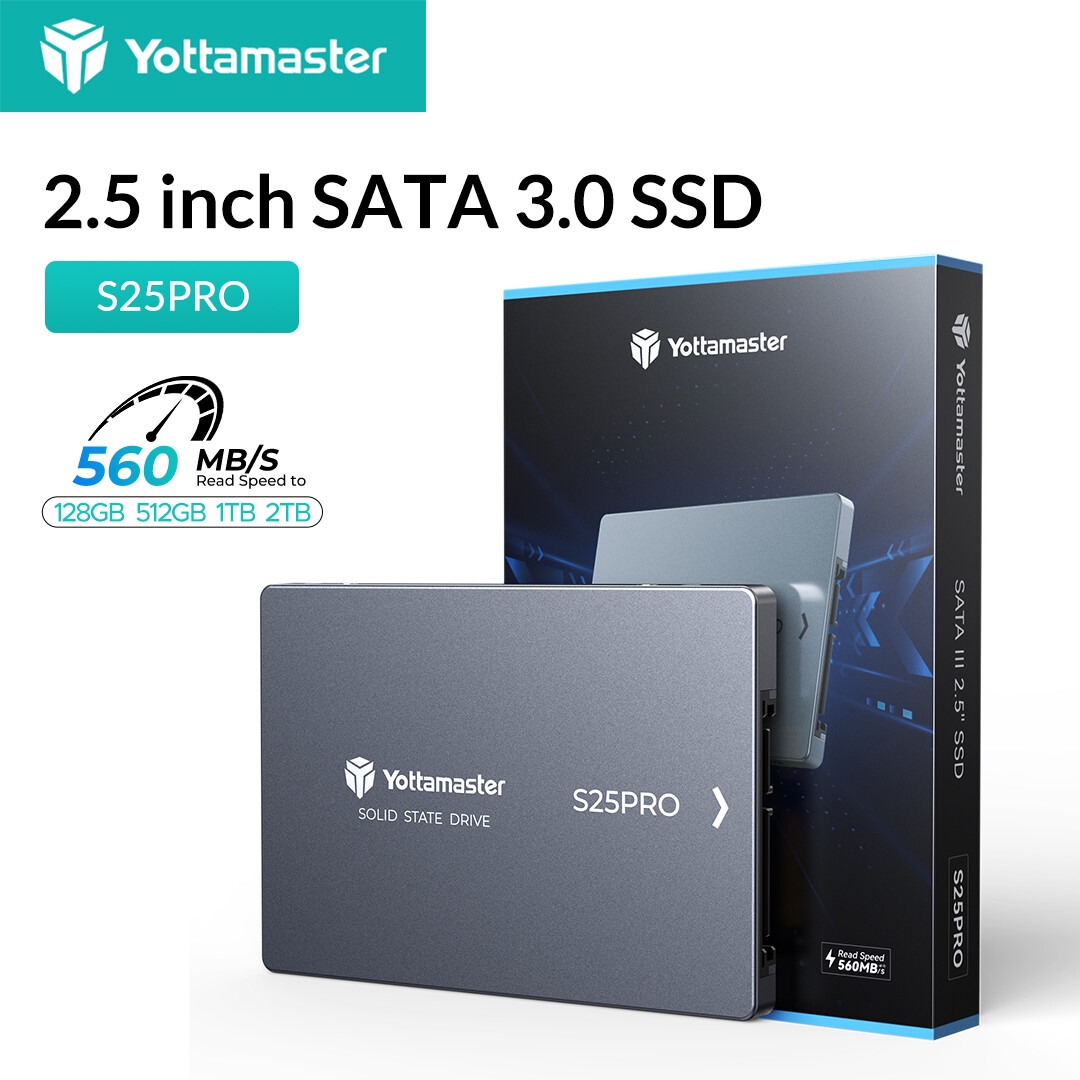 Yottamaster S25PRO 2.5'' SATA SSD 1TB 2TB High Capacity 2.5 Inch SATA3.0 Internal Solid State Hard Drive Design for DIY User Internal Hard Drives ราคา 586 บาท*ส่งฟรี