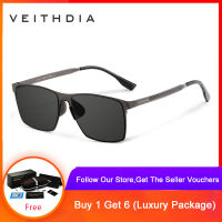 VEITHDIA nam thời trang thép không gỉ hình vuông Nylon Kính mát phân cực với bảo vệ khỏi tia UV 8226