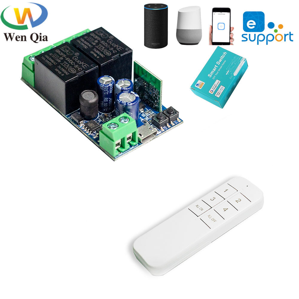 WenQia EWelink Công Tắc WiFi 4 Rơ Le Kênh DC 7V 12V 24V 48V Công Tắc Điều Khiển Từ Xa Không Dây Mô Đ