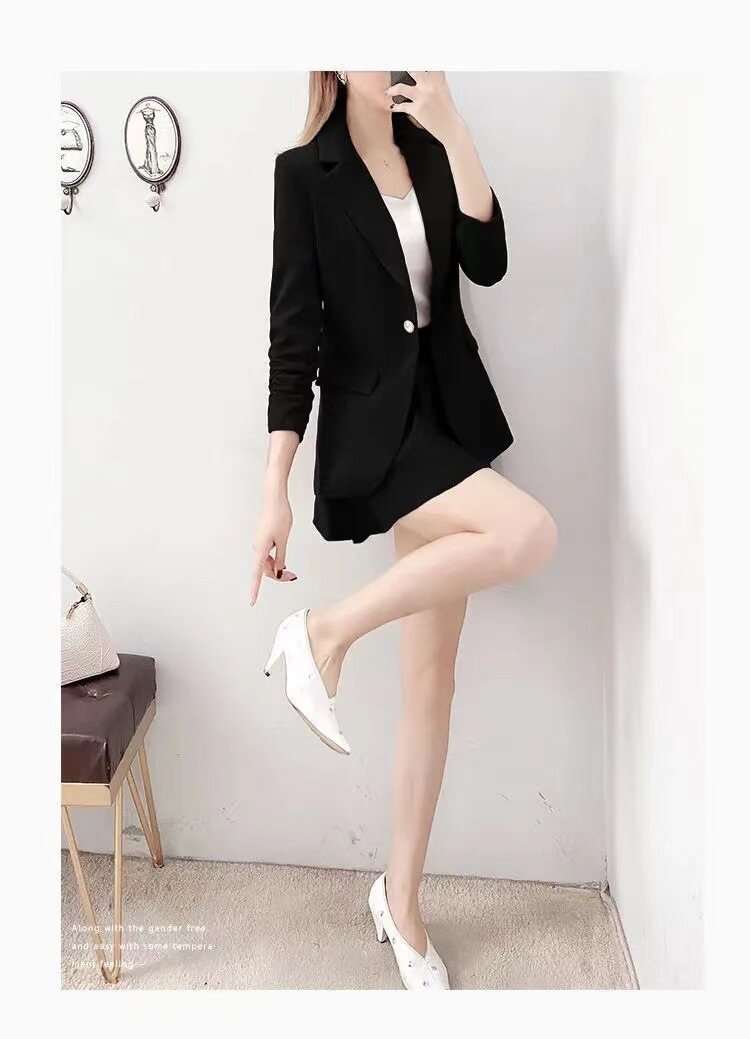 áo Blazer Công Sở/Trang Trọng Cho Nữ Bộ Cỡ Lỡn Bộ Đồ Rộng Áo Khoác Blazer Thường Ngày Cho Nữ + Chân Váy Ngắn