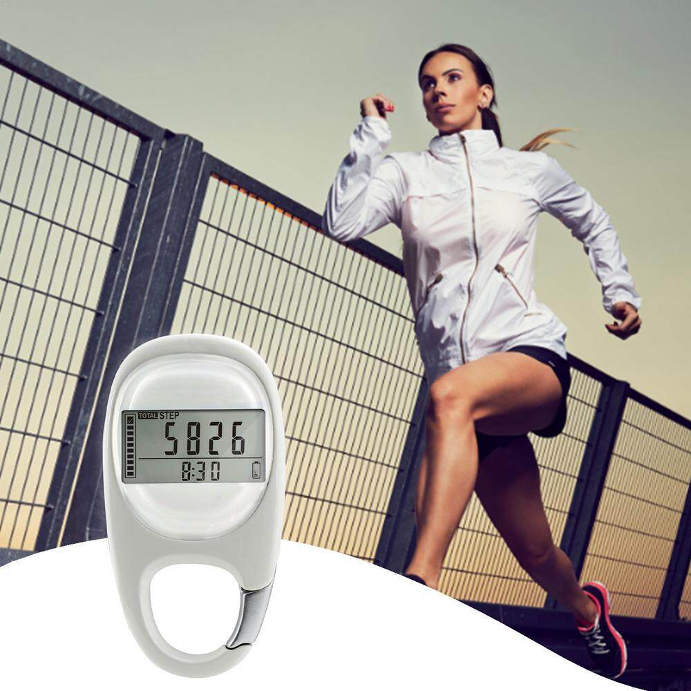 Walking 3D Pedometer with Carabiner Fitness Tracker Digital Display Walk Motion Step Calorie Distance Counter for Jogging Hiking