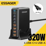 Essager 320W siêu lấp lánh phí gan 4A + 4C Bộ sạc qc18w USB Một loại C pd100w siêu sạc nhanh r cho máy tính xách tay máy tính bảng sạc nhanh pd65w qc4.0 pd3.1 cho iphone16 15-8 Series iPad macbook Huawei Xiaomi Samsung điện thoại siêu nhanh sạc nhanh Bộ s