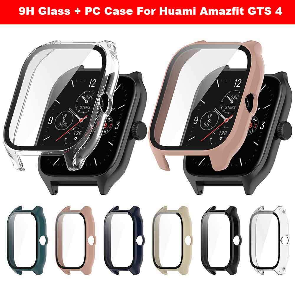 Ốp pc + kính cường lực cho huami amazfit gts 4 vỏ bảo vệ đồng hồ thông minh cho amazfit gts4 ốp chống sốc