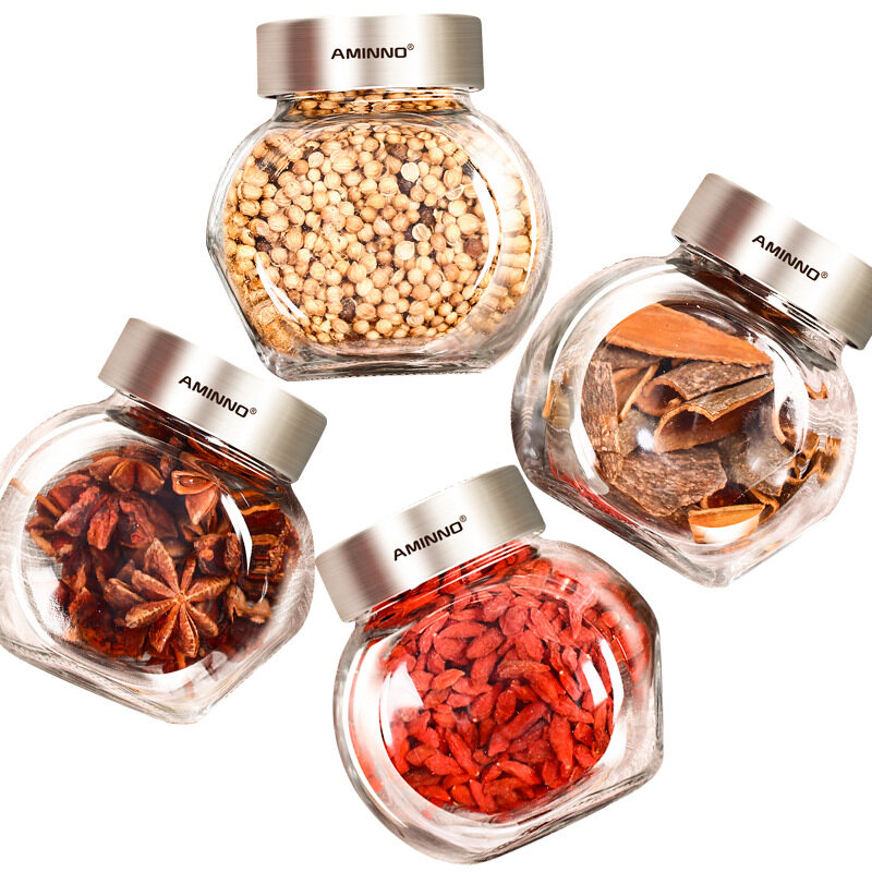 Gambar Kitchen Supplies Whole Grains Glass Bottle Set Dried Fruit Liquid Small Sealed Storage Jar