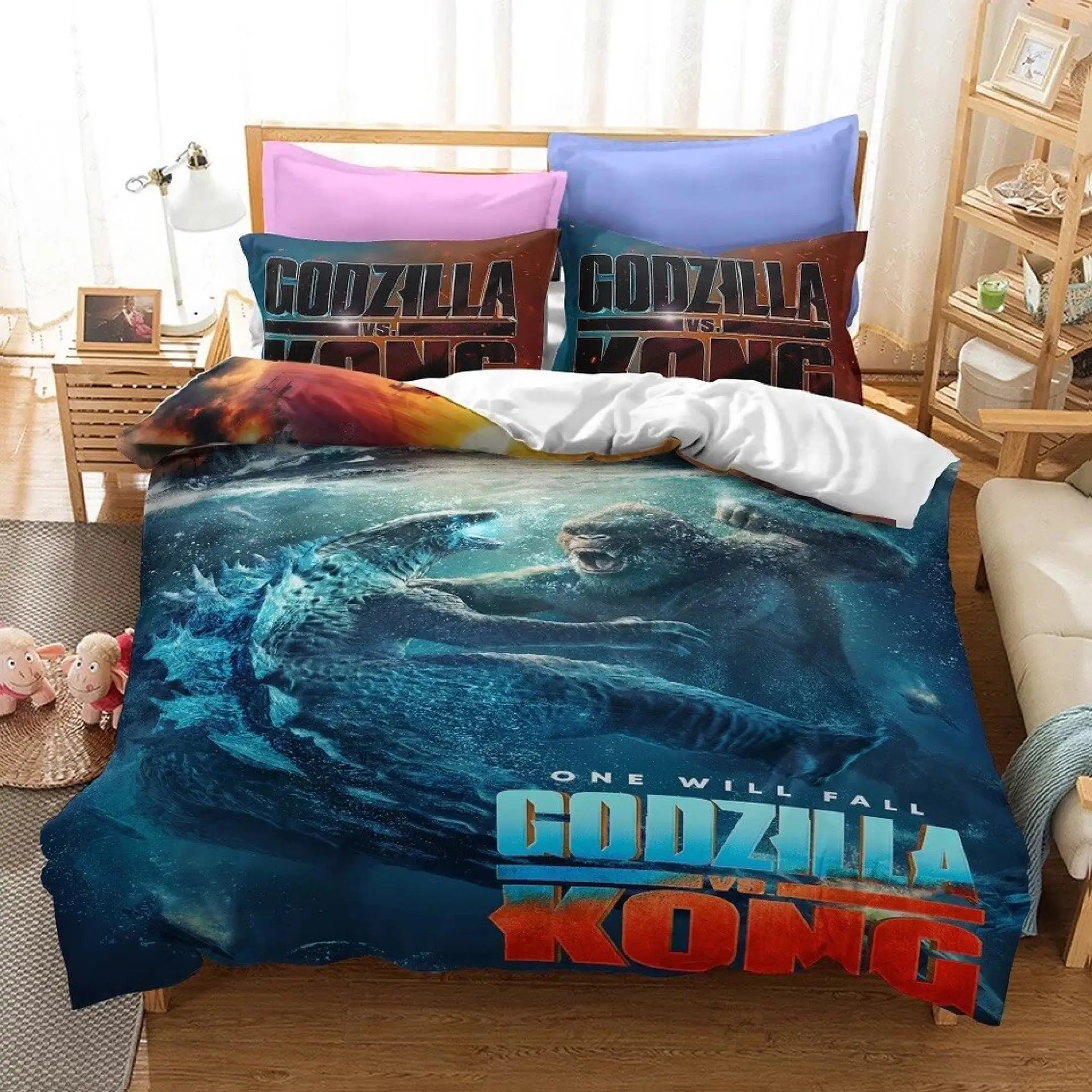 Zilla Game Bed With 3d Printing, King Kong Bedding