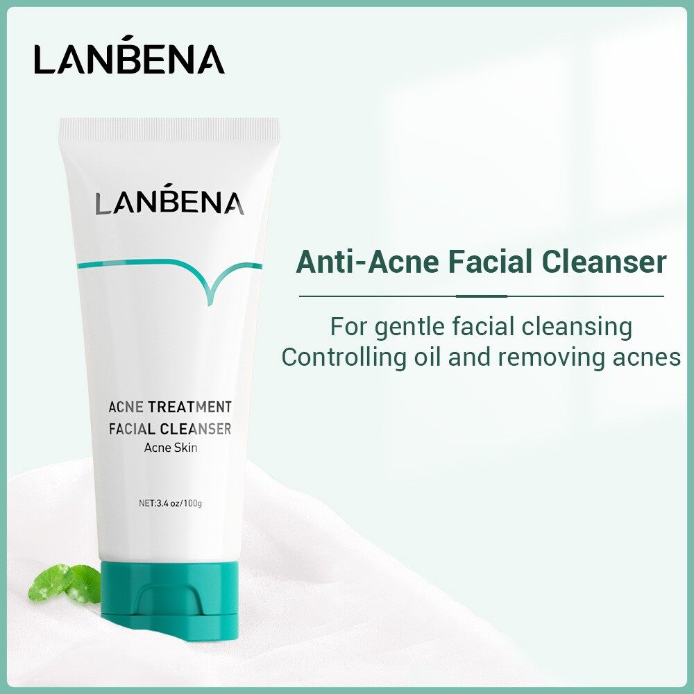 Gambar LANBENA Acne Treatment Facial Cleanser Face Care Acne Treatment Oligopeptide Facial Cleanser Effective Anti Oil Free Dense Mild