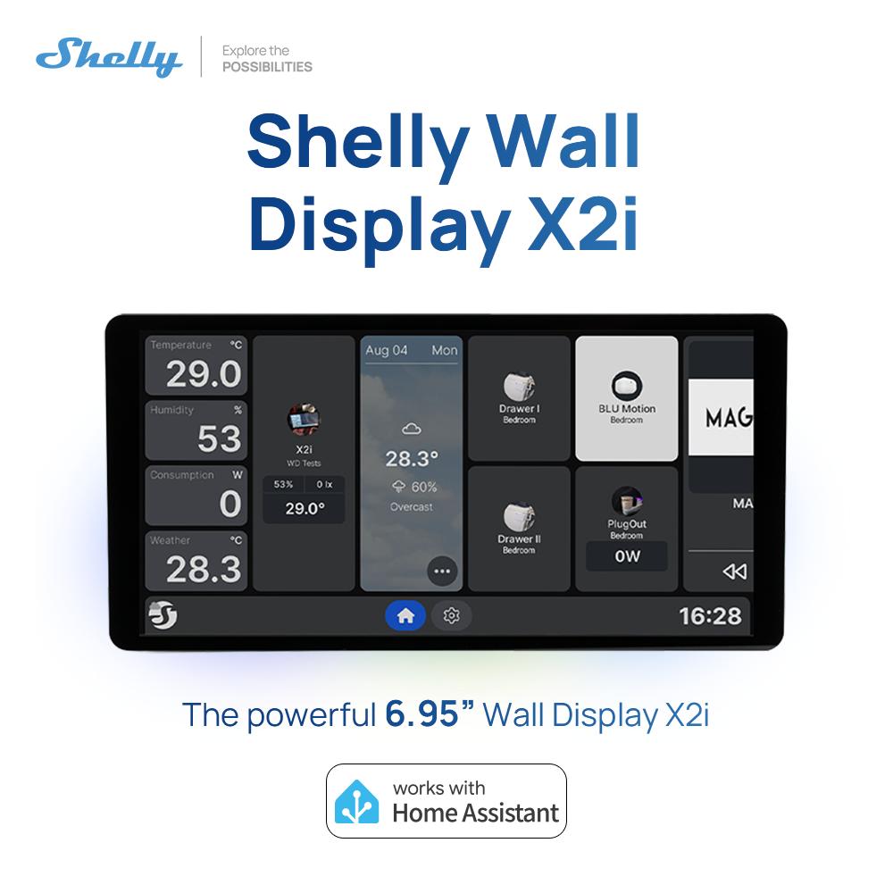 Shelly Wall Display X2i – 6.95″ Smart Home Control Panel with Touchscreen, Built-In Relay & Energy Monitoring, Gesture Sensors, Customizable Interface ราคา 5,623 บาท*ส่งฟรี