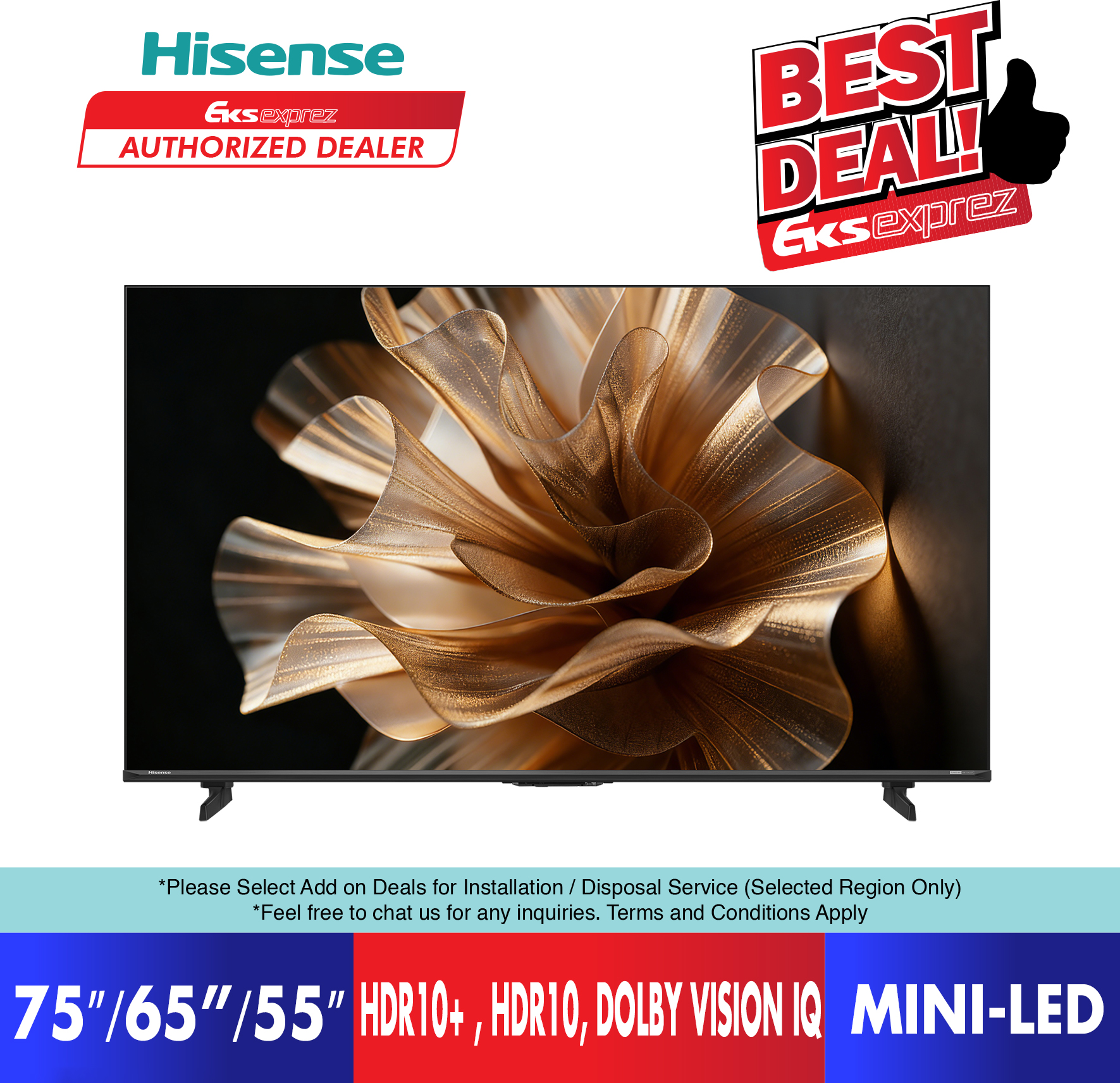 Hisense 75" / 65" / 55" 4K Ultra QD Mini-LED Smart TV E8S Series 75E8S / 65E8S / 55E8S