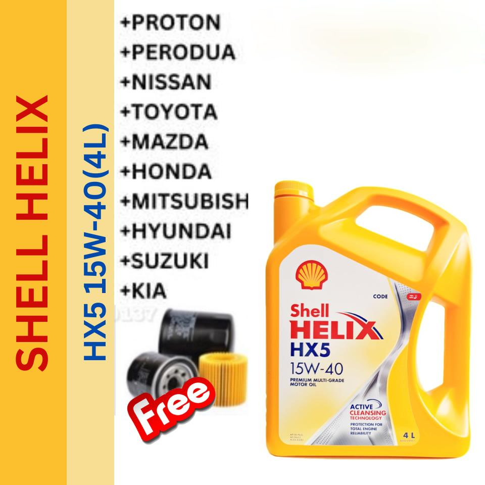 Shell Helix HX5 15W40 MADE IN HONG KONG GENUINE FREE 1 GENUINE Oil Filter