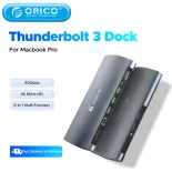 ORICO Đế Cắm Thunderbolt 3 Thực Bằng Nhôm 40Gbps Bộ Chia USB Type-C Đến 8K DP HDMI Tương Thích USB3.0 RJ45 SD4.0 PD Với Bộ Chuyển Đổi Điện