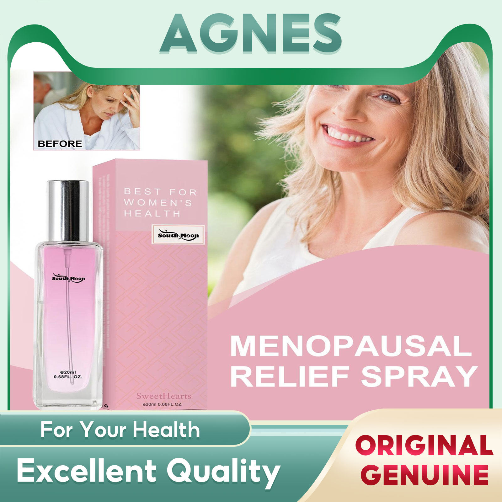 South Moon Menopause Relief Spray Balancing Hormone Levels Relief Fatigue Hot Flashes Mood Swings Treatment Detox Estrogen Stabilize Care Regulate Mood Reduce Women Middle-Aged Fatigue Relief Emotional Fight Stress Anxiety Treat Health Care(20ml) - Jenama South Moon Harga 14 Ringgit*Penghantaran Percuma
