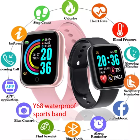 Y68 Smart Bracelet: Waterproof Heart Rate & Blood Pressure Monitor