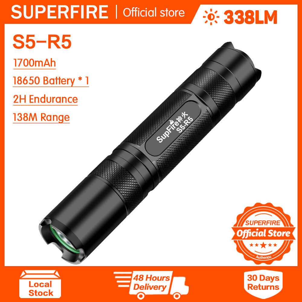 Superfire Đèn Pin S5/S5-R5 Mini Xách Tay Đèn Pin Đa Chế Độ Chiếu Sáng 220Lumens/338Lumens Có Thể Sạc Lại Đèn Pin 18650 Li-Ion Pin IP46 Giáng sinh chống nước Quà Tặng Sinh Nhật Quà Tặng