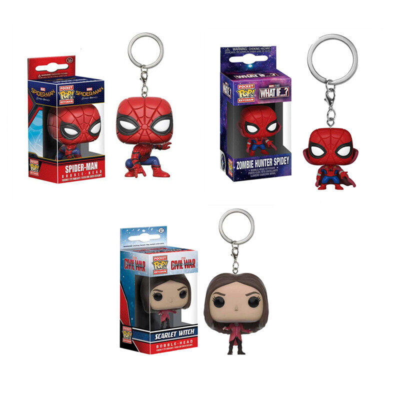 Funko Pop mới phim người nhện Marvel Keychain PVC Scarlet Phù Thủy CAPE Spider-Man wanda tầm nhìn figurine Bộ sưu tập quà tặng