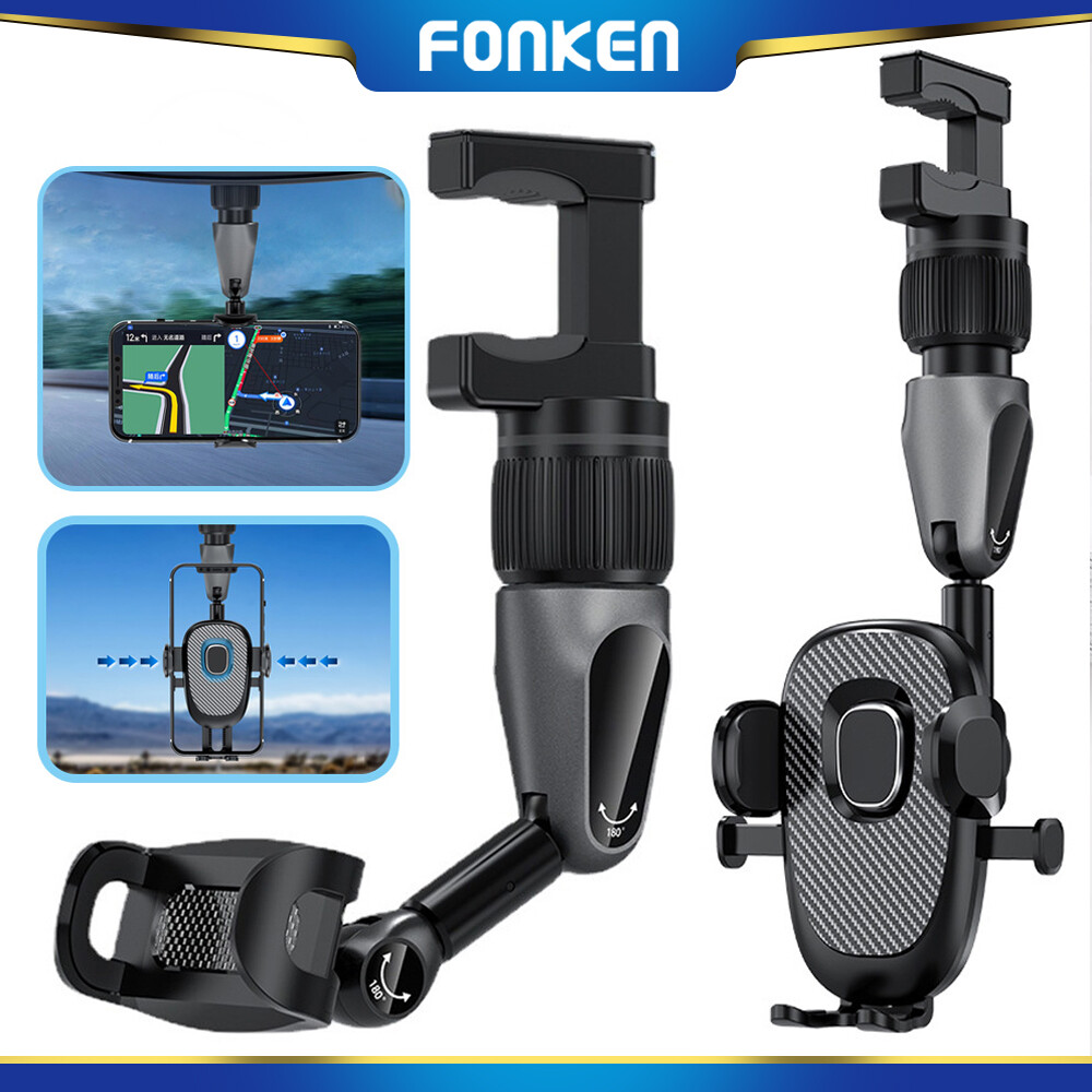 FONKEN Multifunctional Car Phone Holder 360 Degree Rotatable Auto Rearview Mirror Seat Hanging Clip Bracket Cell Phone Holder in Car ราคา 183 บาท*ส่งฟรี