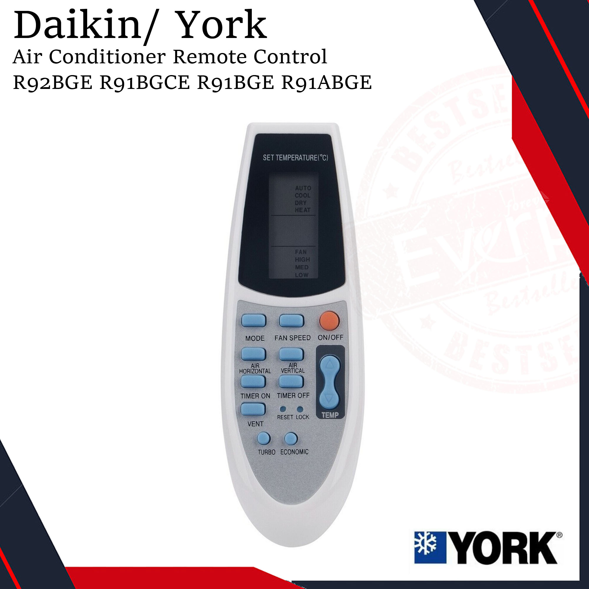 ECONTROLLY Replace Remote Control fit for York Air