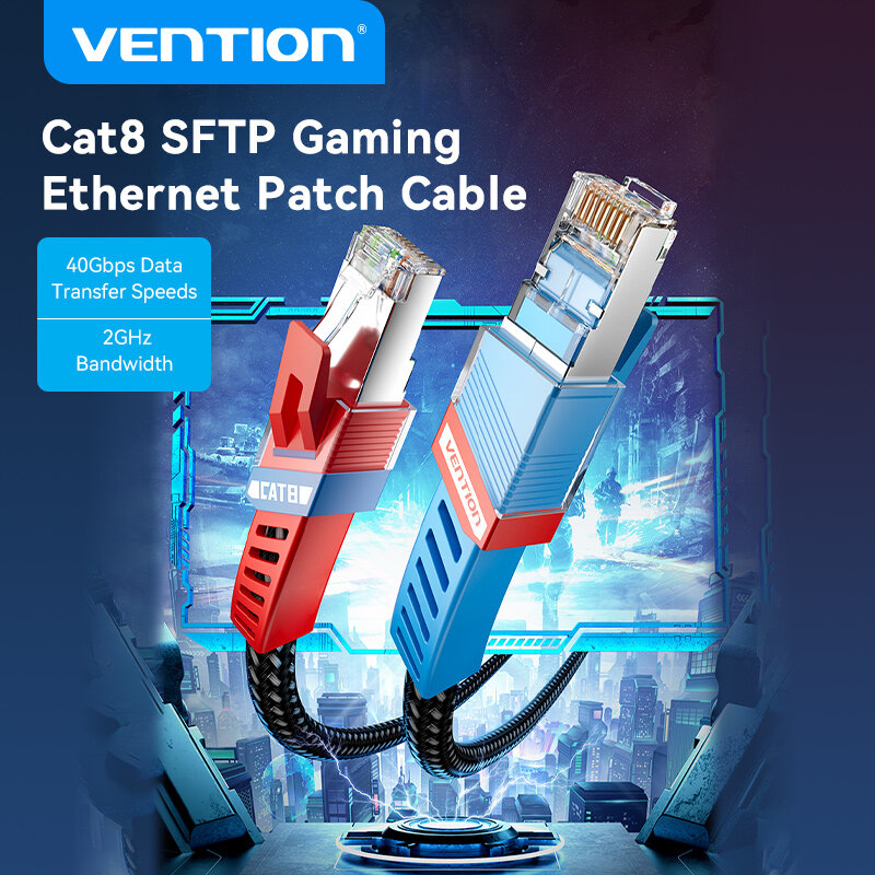Vention mèo 8 SFTP chơi game Cáp đấu nối Ethernet 40gbps 2000MHz RJ45 cat8 Bộ kết nối cáp mạng cho P