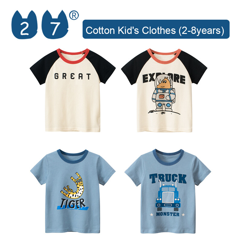 27Kids Store Child's Short Sleeve T-shirt Baby Boys Girls (1Y-8Y) 2023 for kids boys Summer ราคา 156 บาท*ส่งฟรี