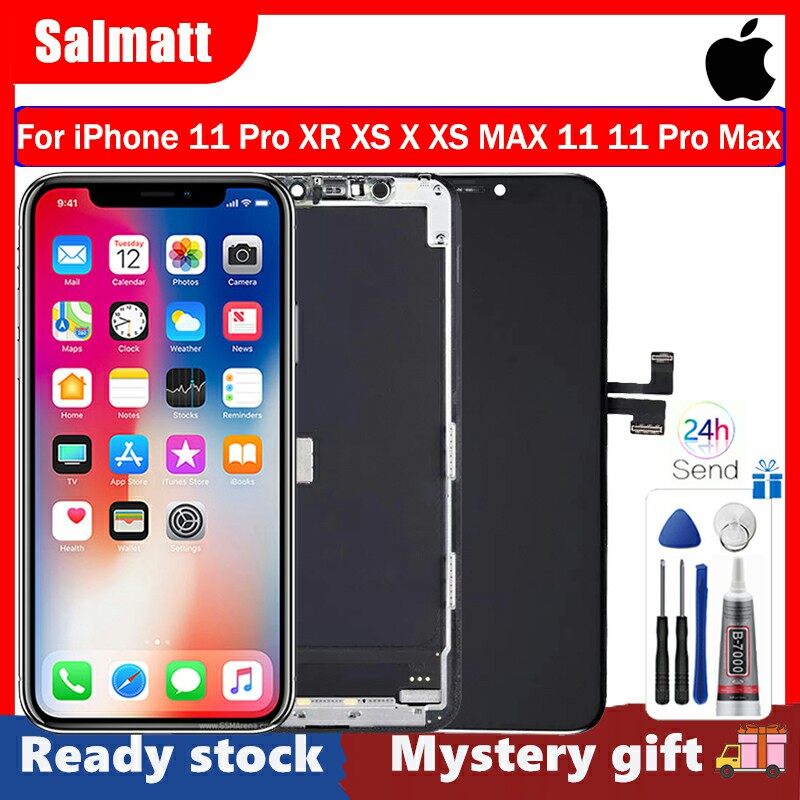 Salmatt màn hình lcd hạng aaa + + + cho iphone 11 pro xr xs x xs max 11 11 pro max màn hình với bộ lắp ráp kỹ thuật số màn hình cảm ứng 3d thay thế 100% kiểm tra tốt không có điểm ảnh chết